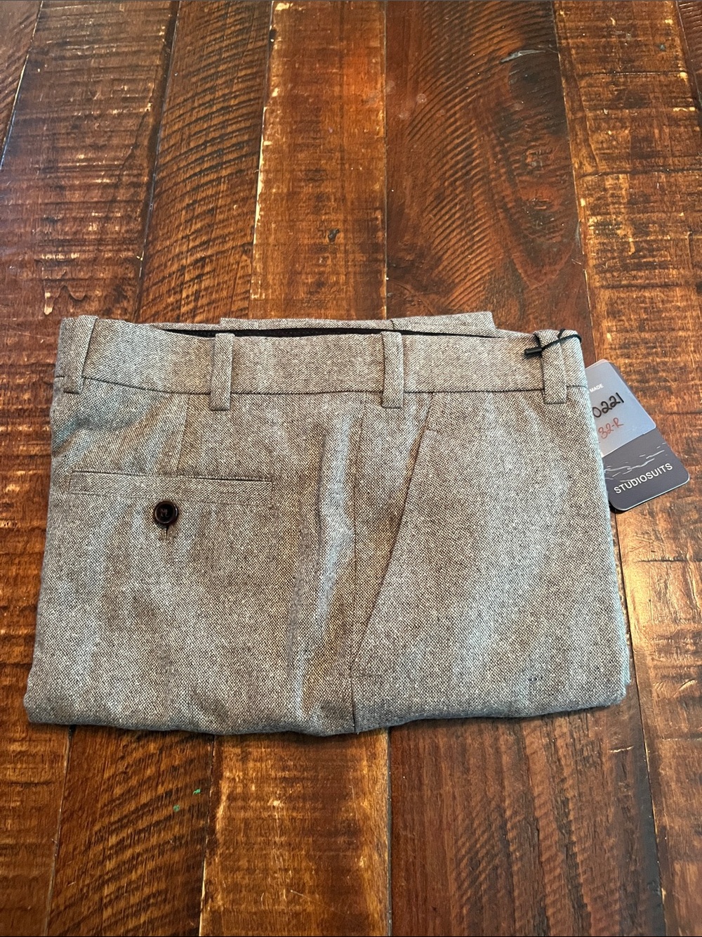 Men's Light Brown Herringbone Dress Pants - Tailored Style